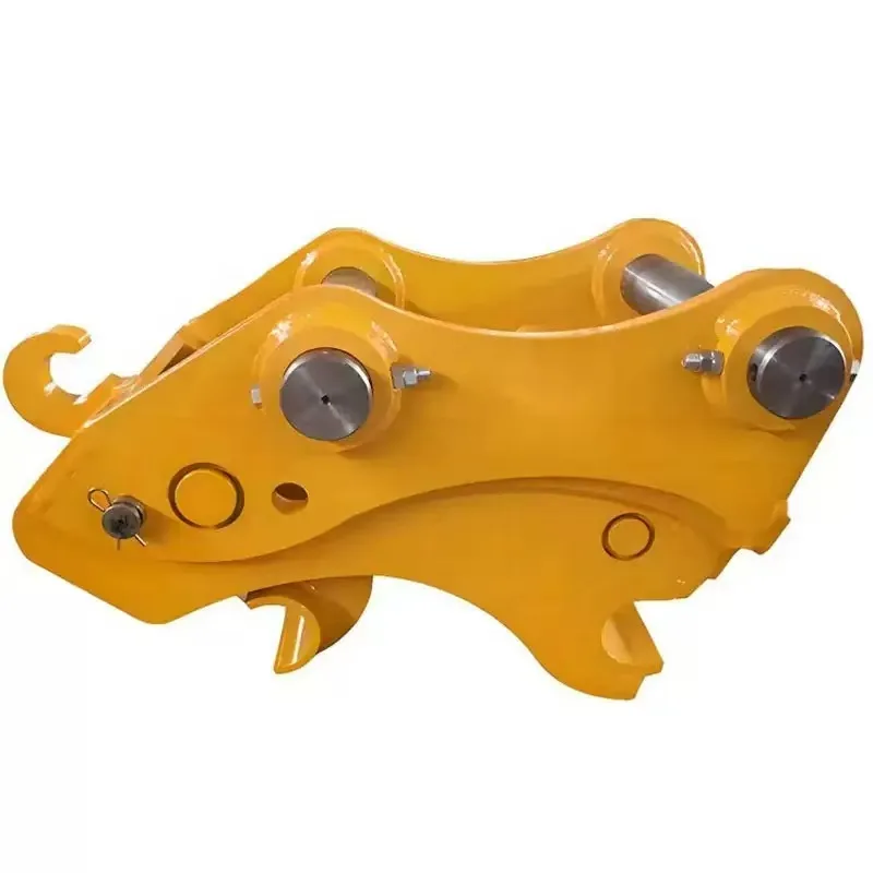 Mechanical excavator quick coupler with fixed front hook and manually locked rear jaw